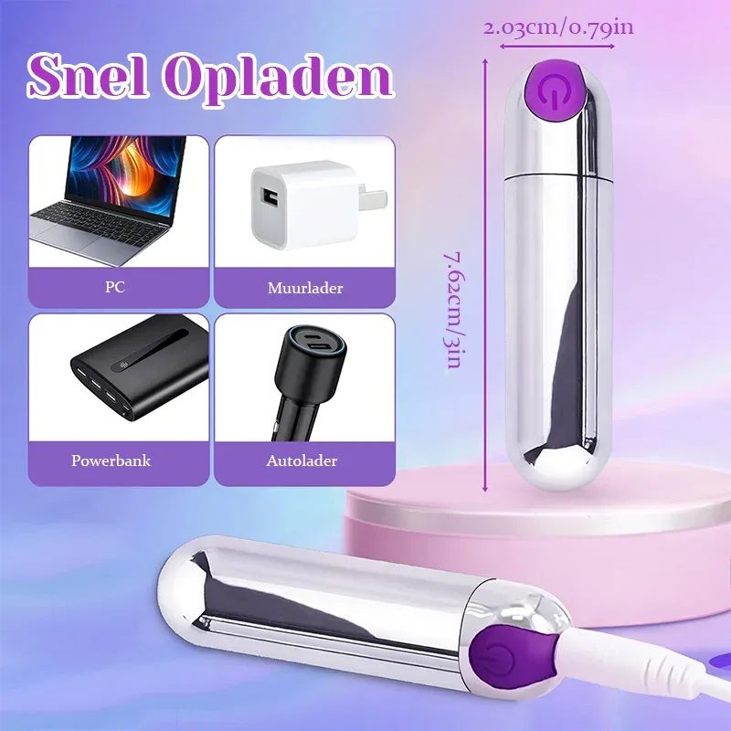 Oplaadbare Power Silver Bullet Vibrator