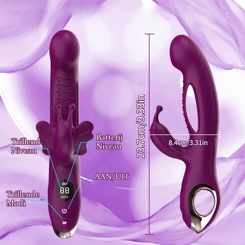 3 In 1 Meervoudige Trillingsstimulatie Vlinder Clit Vibrator
