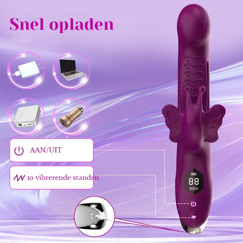 3 In 1 Meervoudige Trillingsstimulatie Vlinder Clit Vibrator