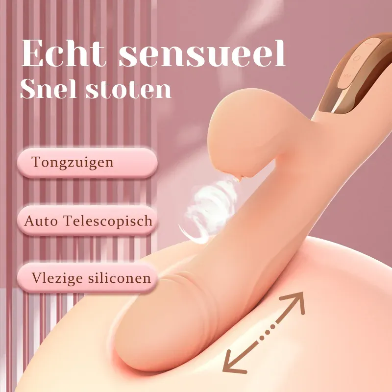 2 In 1 Stuwende Zuigende Trilling Verwarmende Clit Vibrator