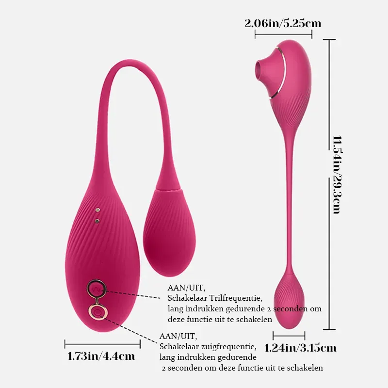 Draagbare Zuigvibratie Dubbele Kop Stimulatie Clit Vibrator