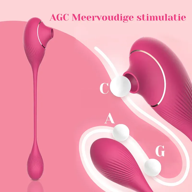Draagbare Zuigvibratie Dubbele Kop Stimulatie Clit Vibrator