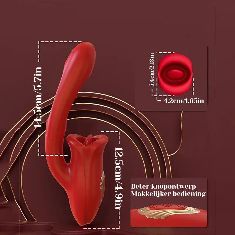 3 In 1 Likkende Vibratie Tikkende Clitoris Vibrator