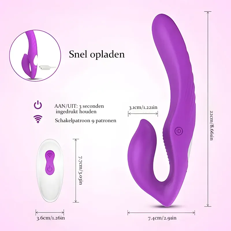 9 Snelheden Dubbele Uiteinden Clitoris Vibrator Met Afstandsbediening