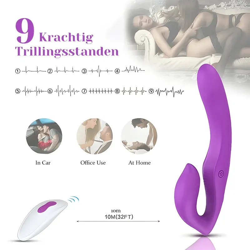 9 Snelheden Dubbele Uiteinden Clitoris Vibrator Met Afstandsbediening