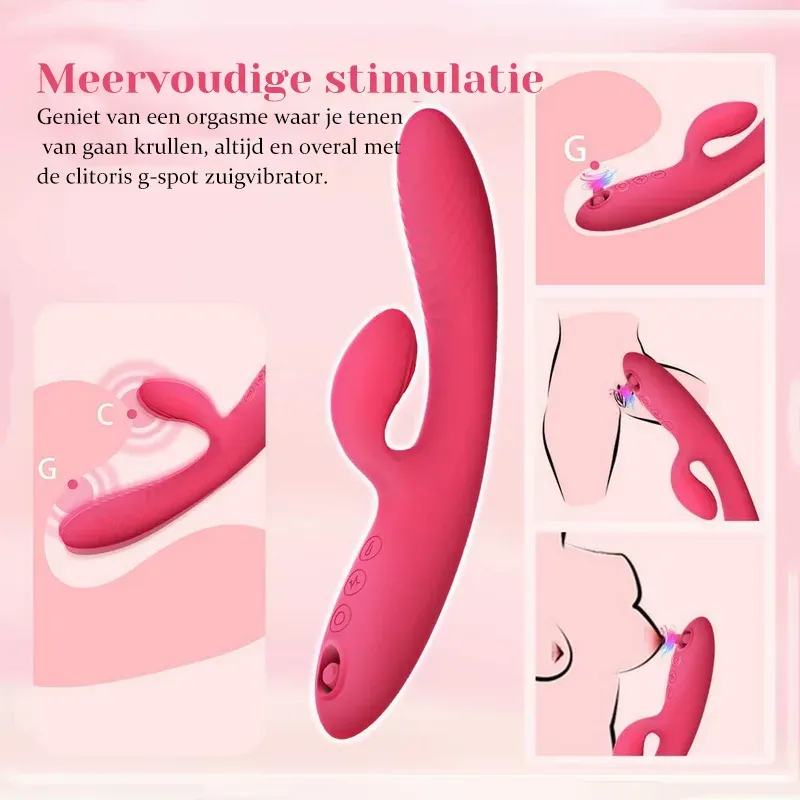 10 Vibraties En 5 Zuigstanden Oplaadbare Siliconen Clitoris Vibrator