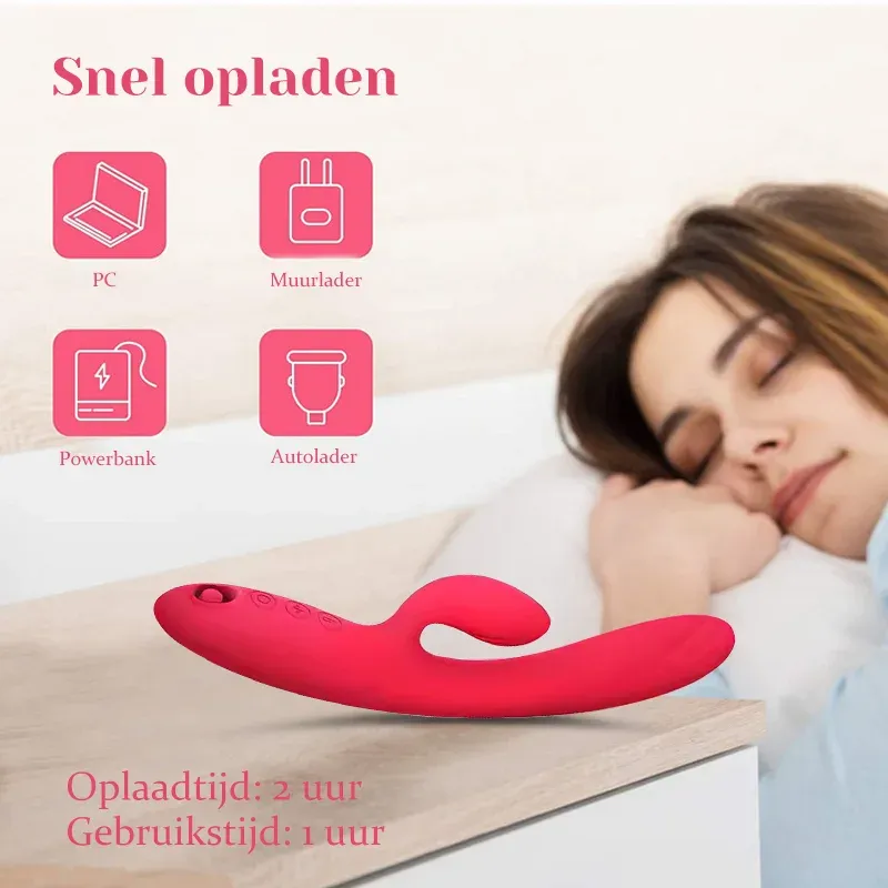 10 Vibraties En 5 Zuigstanden Oplaadbare Siliconen Clitoris Vibrator