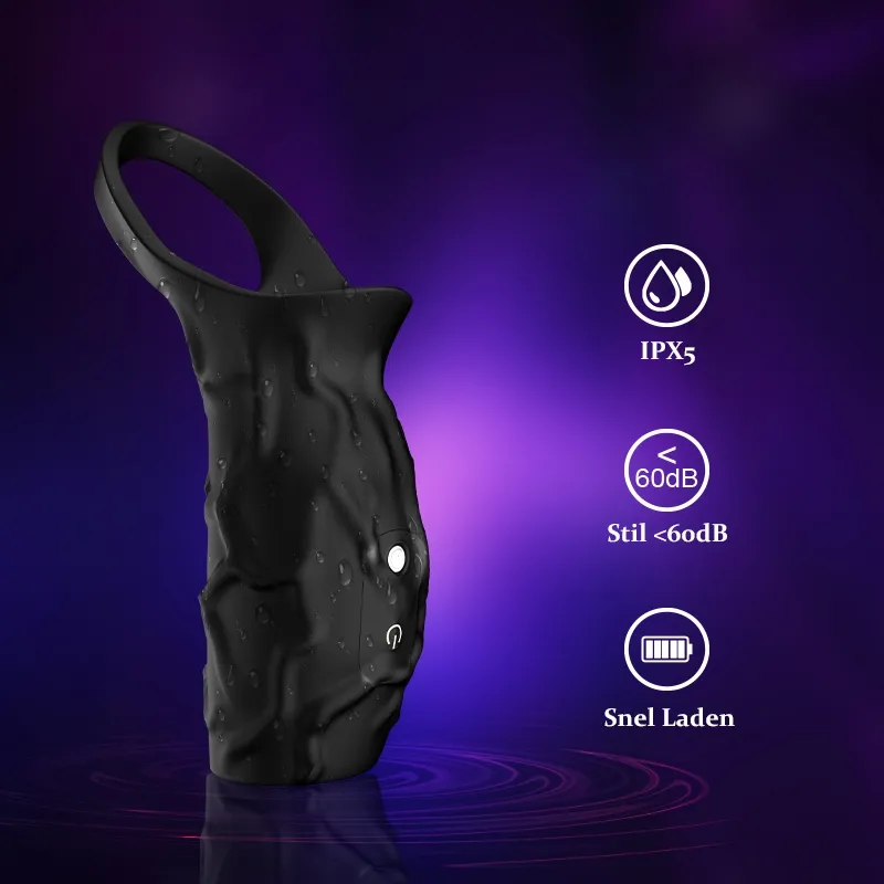 Vibrerende Cockring van Vloeibaar Silicoon met 10 Trillingsstanden