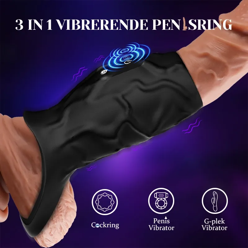 Vibrerende Cockring van Vloeibaar Silicoon met 10 Trillingsstanden