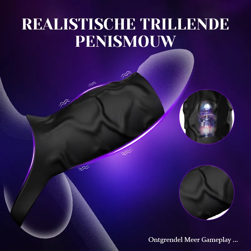 Vibrerende Cockring van Vloeibaar Silicoon met 10 Trillingsstanden