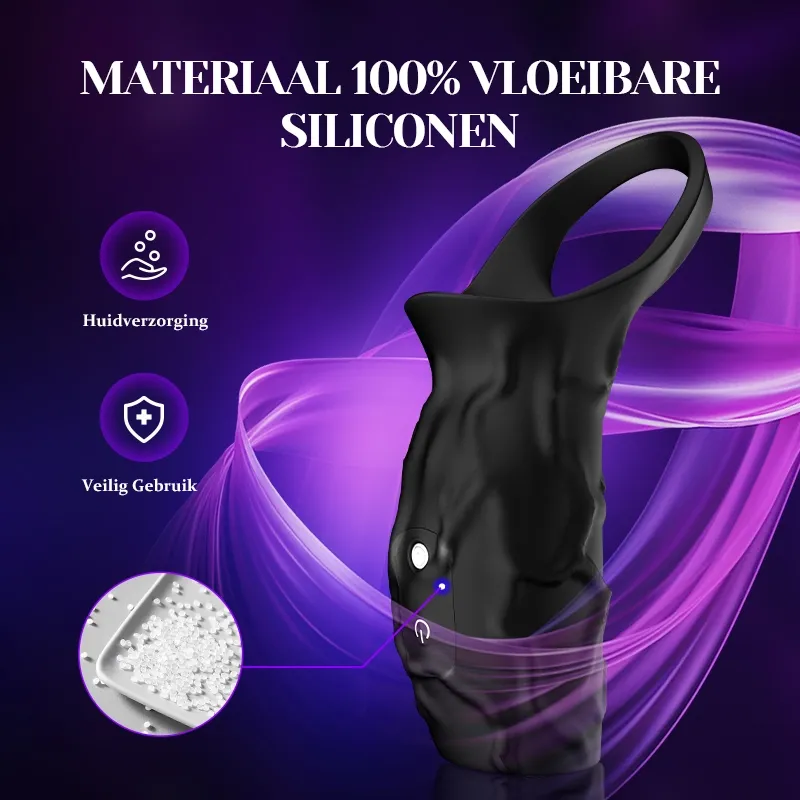 Vibrerende Cockring van Vloeibaar Silicoon met 10 Trillingsstanden