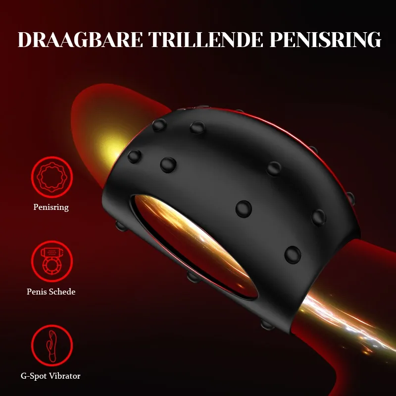 Vloeibare Siliconen Cockring met 10 Vibratiemodi