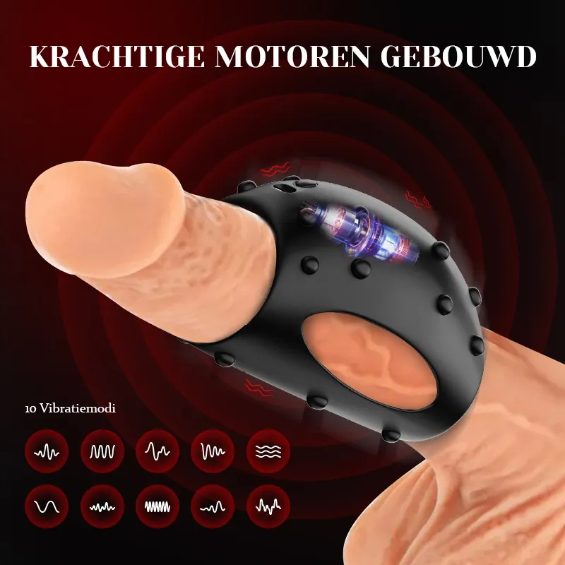 Vloeibare Siliconen Cockring met 10 Vibratiemodi