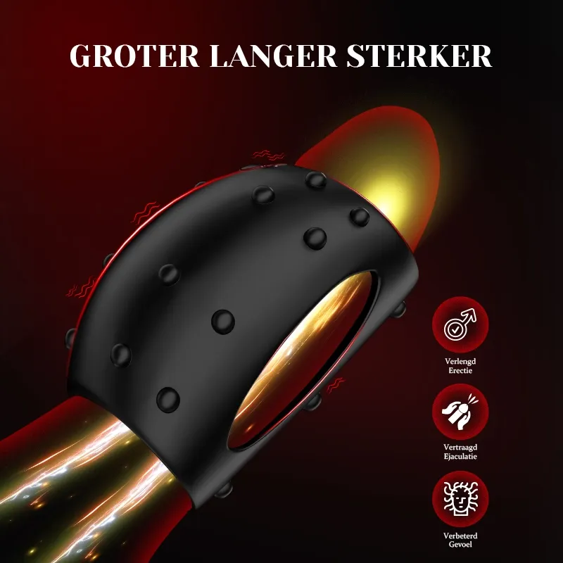 Vloeibare Siliconen Cockring met 10 Vibratiemodi