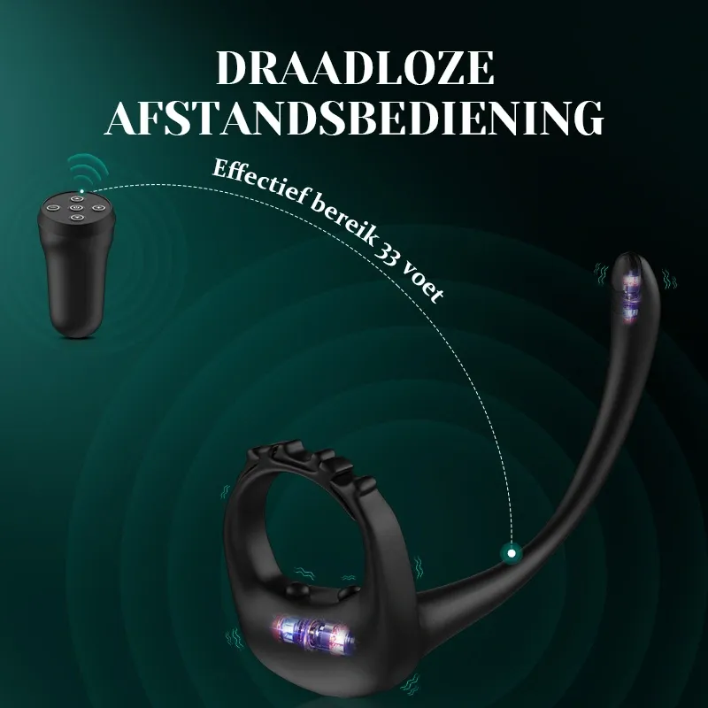 Verstelbare Cockring met 10 Vibraties en Afstandsbediening