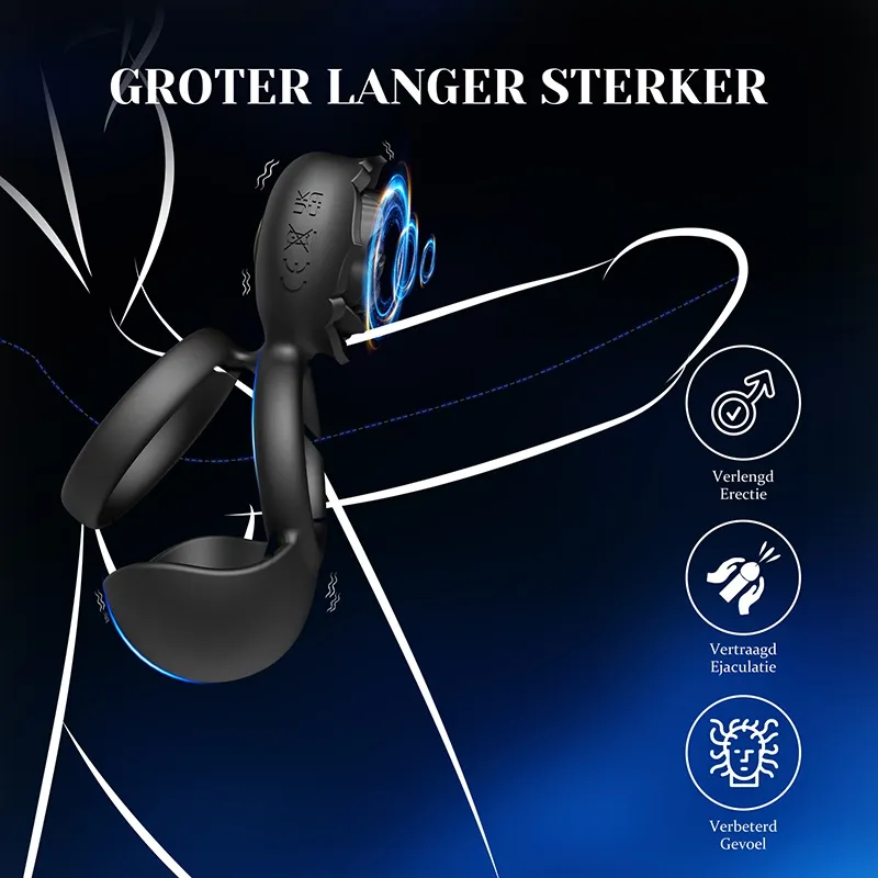3 In 1 Cockring voor Penis, Teelballen en Klitorale Stimulatie