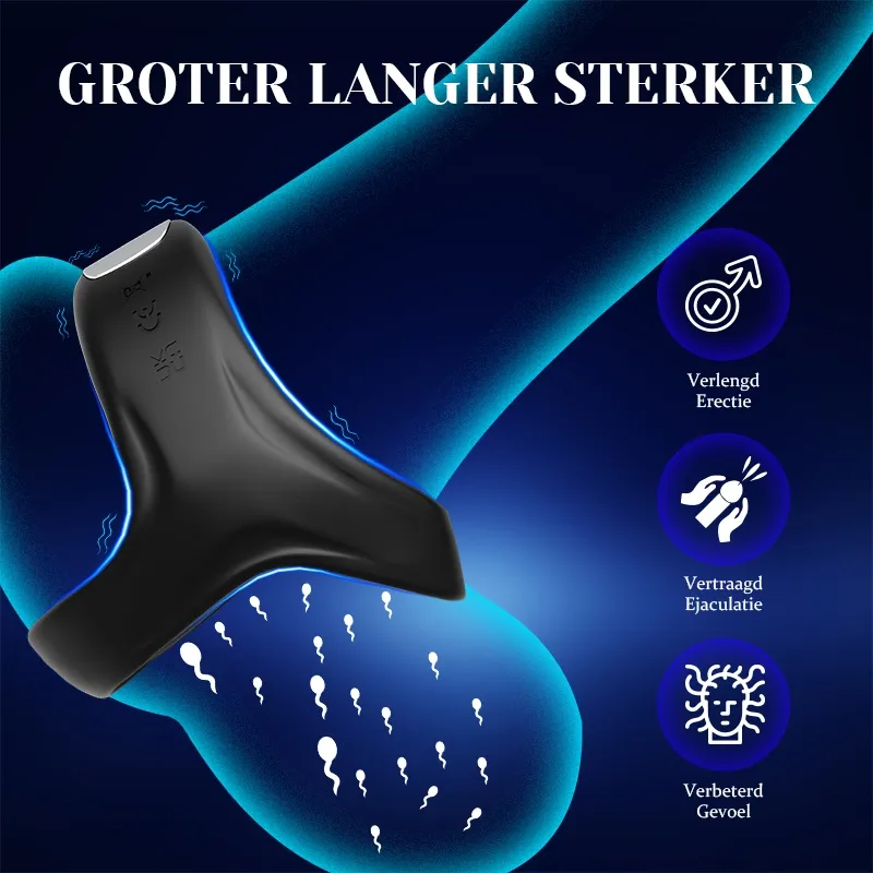 100% Waterproof Cockring met 10 Vibratiemodi