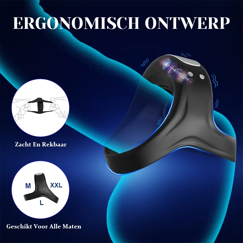 100% Waterproof Cockring met 10 Vibratiemodi