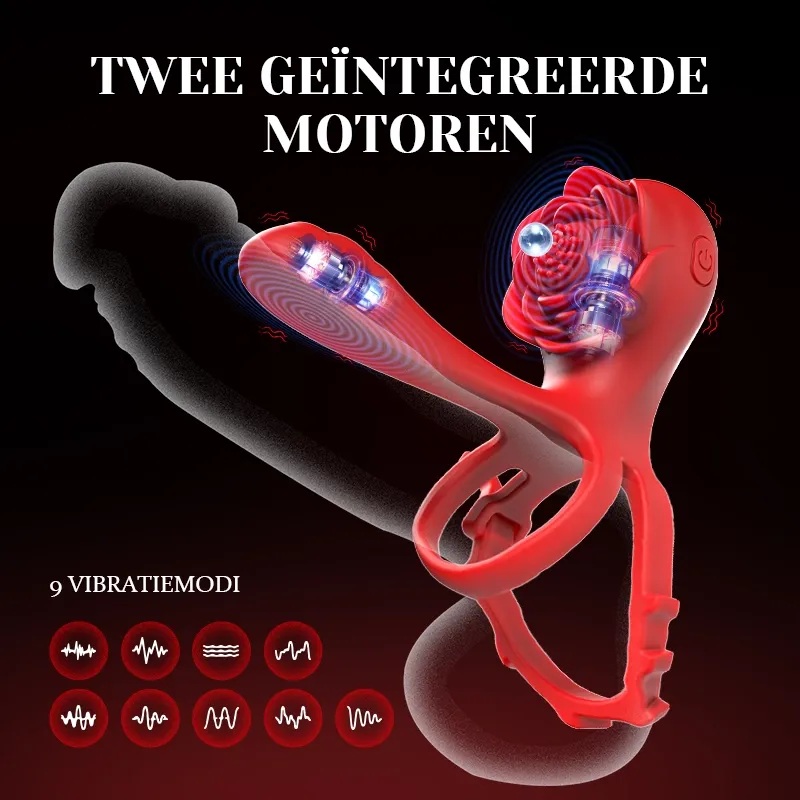 Dual Motor Cockring met 10 Vibraties voor Solo of Koppels