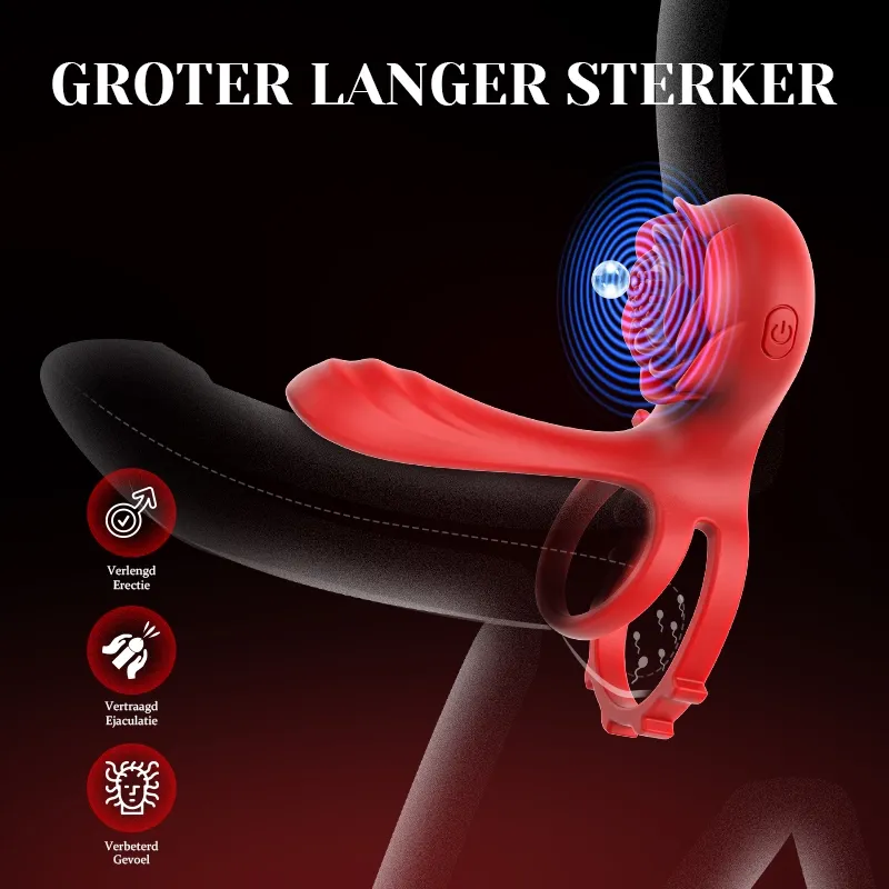 Dual Motor Cockring met 10 Vibraties voor Solo of Koppels