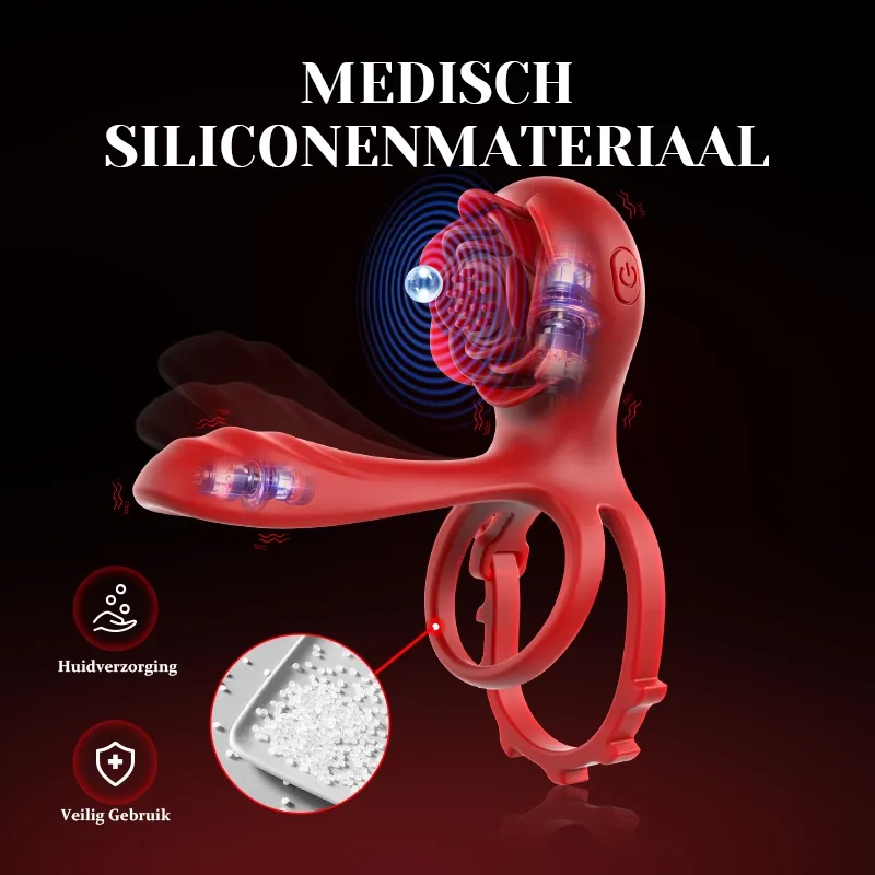 Dual Motor Cockring met 10 Vibraties voor Solo of Koppels