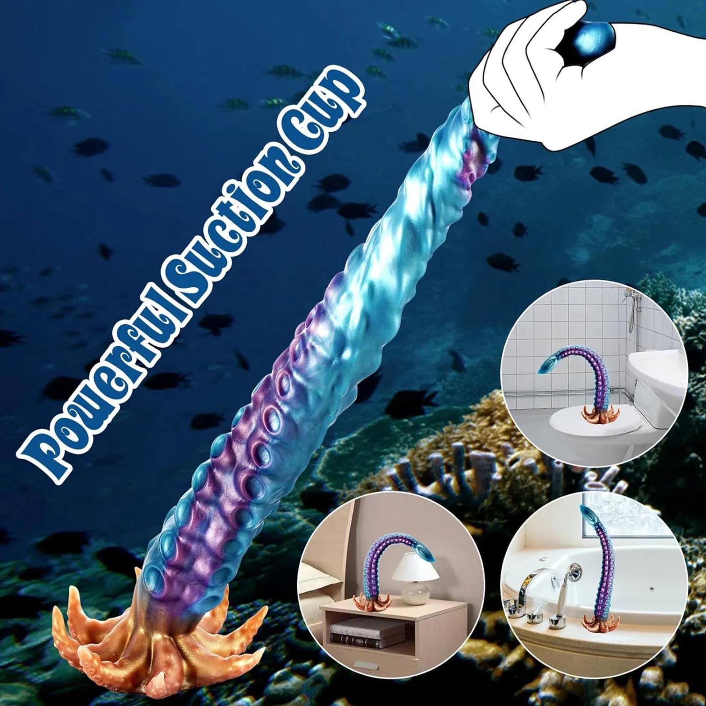 Curved Tentacle Siliconen Zuignap Dildo 49cm