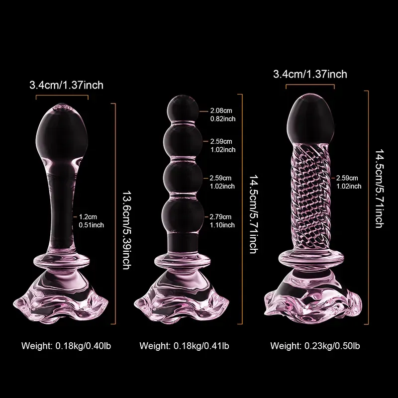 Different Types Of Pink Glazen Dildo Buttplug