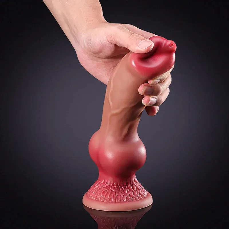 10,62 Inch Bruine Siliconen Grote Knoop Honden-Dildo
