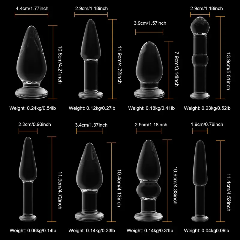 Doorzichtige Glazen Dildo Buttplug Set Voor Beginners