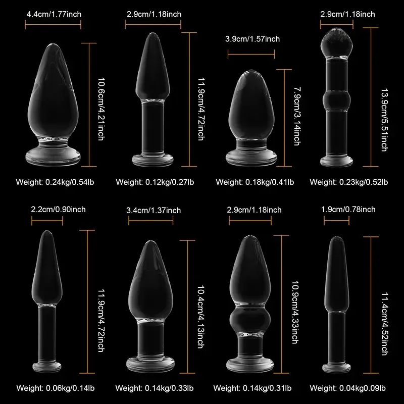 Doorzichtige Glazen Dildo Buttplug Set Voor Beginners