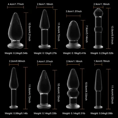 Doorzichtige Glazen Dildo Buttplug Set Voor Beginners