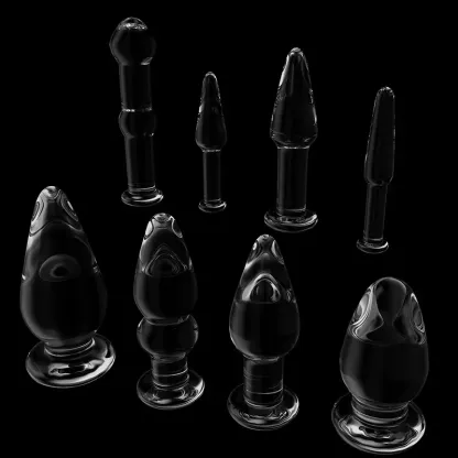 Doorzichtige Glazen Dildo Buttplug Set Voor Beginners