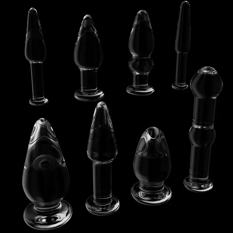 Doorzichtige Glazen Dildo Buttplug Set Voor Beginners