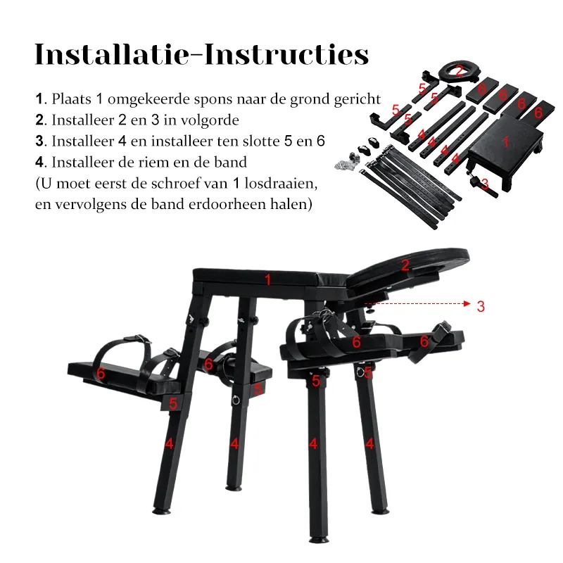 Extreme Seksstoel met Verstelbare Beperkingspolsbanden