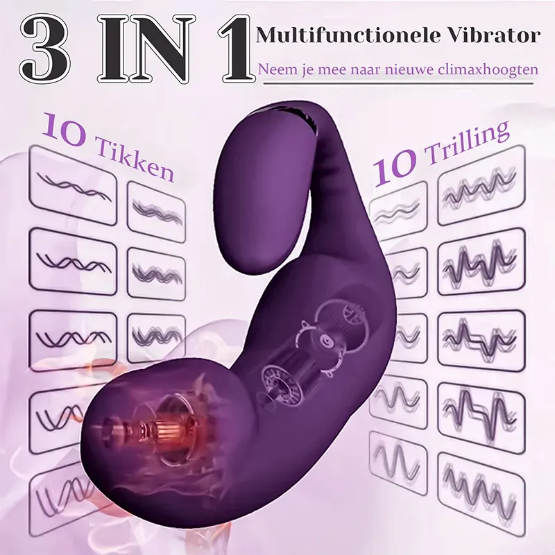 3 In 1 Siliconen Trillende Verwarmende G Spot Vibrator