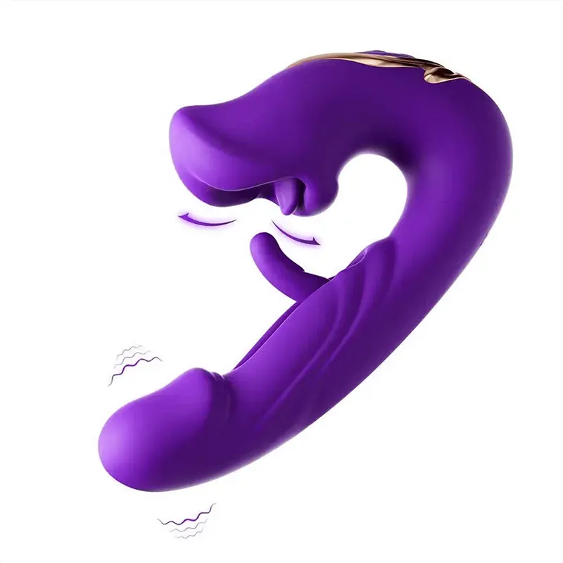Draagbare Flapperende Trillende & Likkende G-spot Vibrator