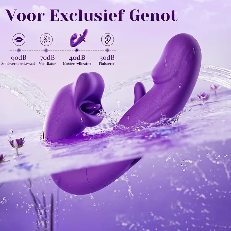 Draagbare Flapperende Trillende & Likkende G-spot Vibrator
