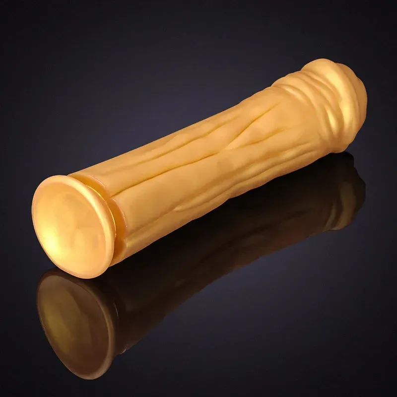12,6 Inch Super Dikke Gouden Siliconen Paardendildo met Grote Zuignap