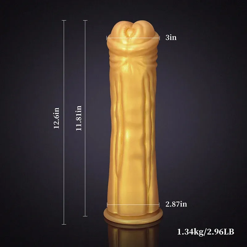 12,6 Inch Super Dikke Gouden Siliconen Paardendildo met Grote Zuignap