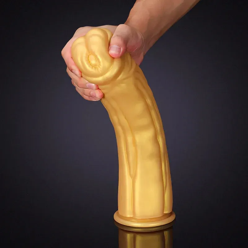 12,6 Inch Super Dikke Gouden Siliconen Paardendildo met Grote Zuignap