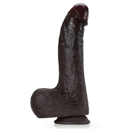 Grote Zwarte Levensechte Siliconen Dildo met Zuignap 28cm