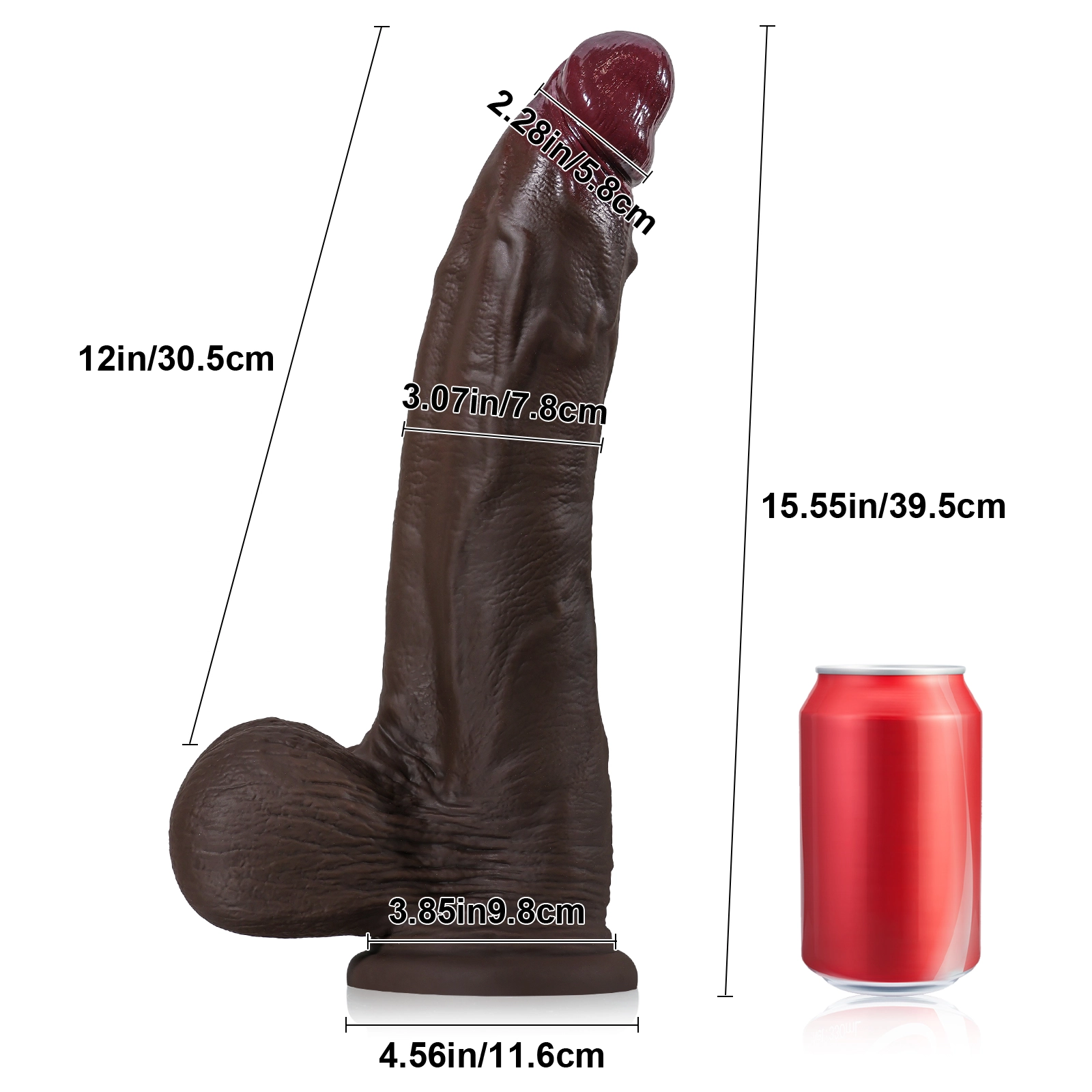 Grote Zwarte Realistic Siliconen Zuignap Dildo 39.5cm