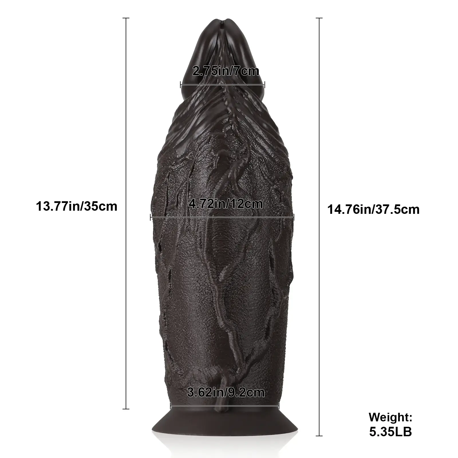 Grote Zwarte Siliconen Dildo Met Zuignap 37.5cm