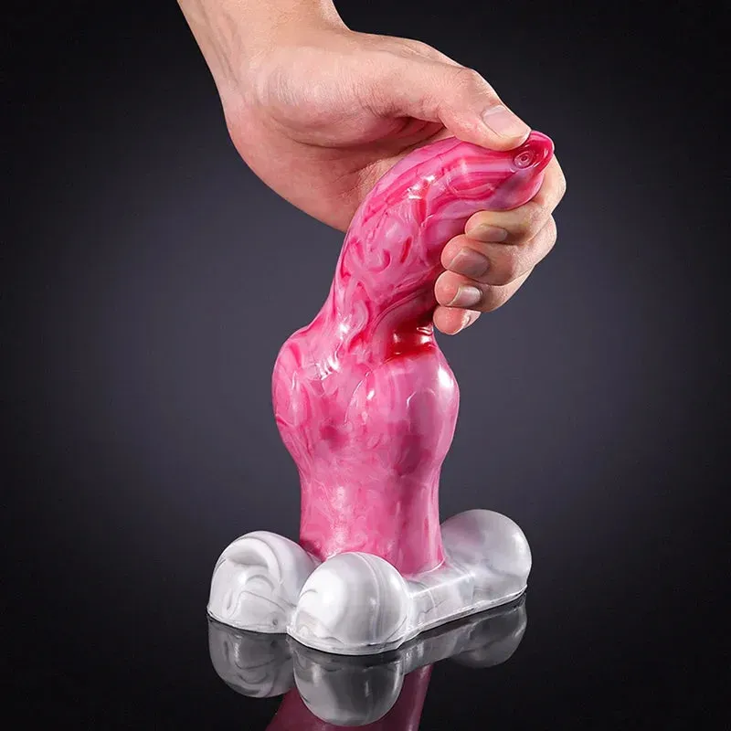 9,05 Inch Siliconen Honden-Dildo met Realistische Grote Knoop