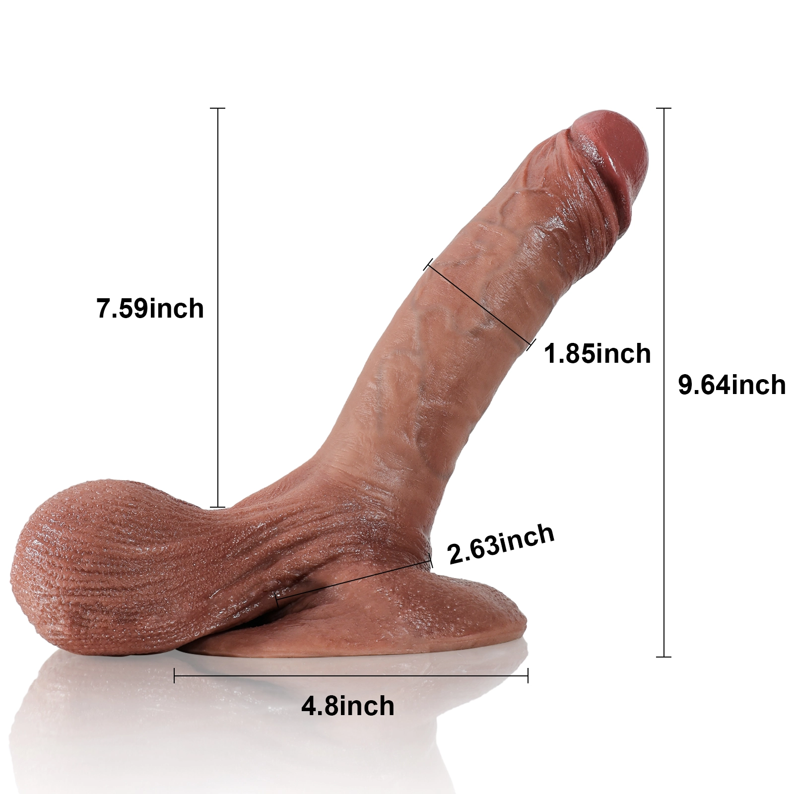 Levensechte Bruine Dildo met Bewegend Ballen 24.48cm