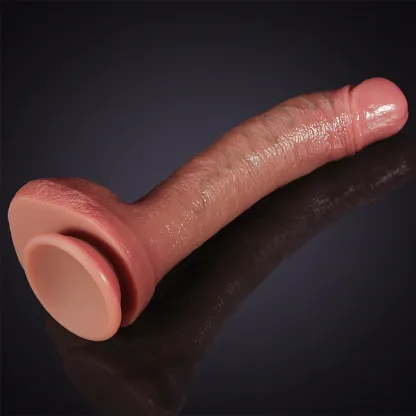 26 cm Levensechte Gebogen Vloeibare Siliconen Dildo