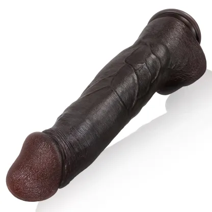 Levensechte Long Zwarte Siliconen Dildo Met Zuignap 30cm