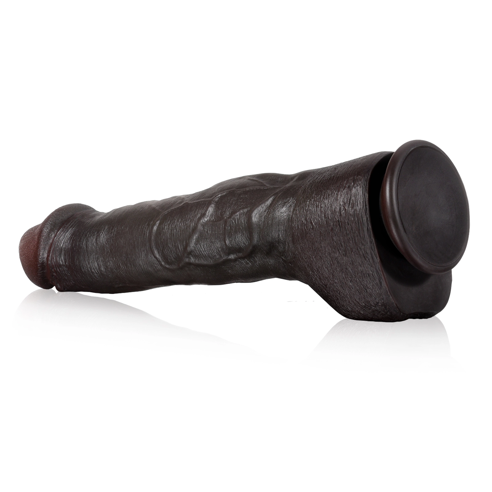 Levensechte Long Zwarte Siliconen Dildo Met Zuignap 30cm