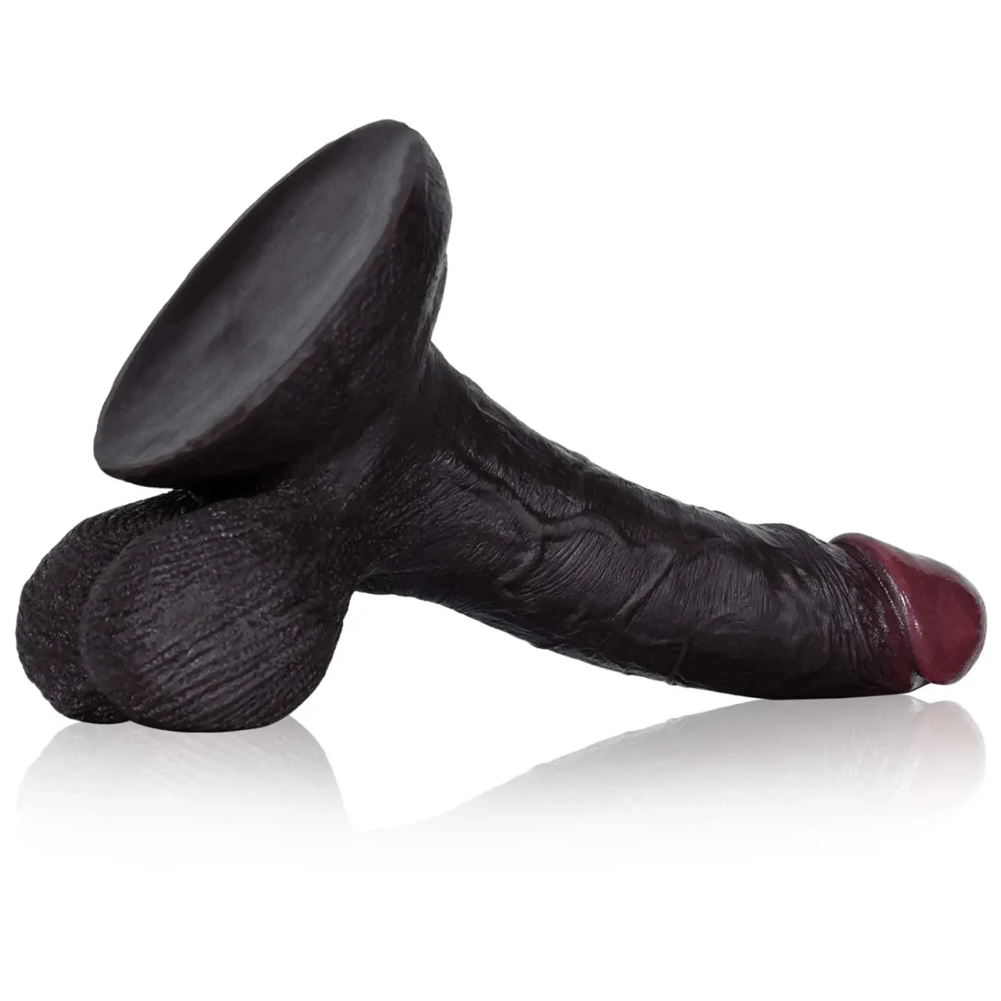 Zwarte Siliconen Zuignap Dildo Realistisch 22cm