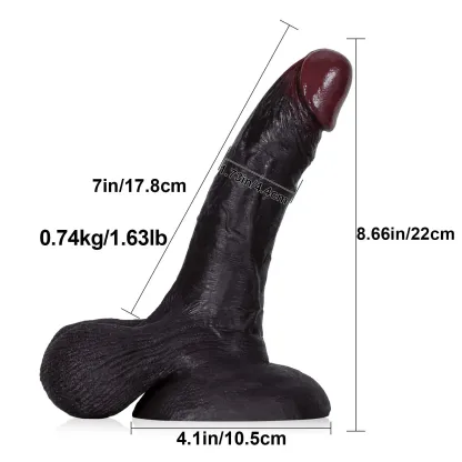 Zwarte Siliconen Zuignap Dildo Realistisch 22cm